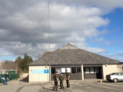 Temporary radio mast erected